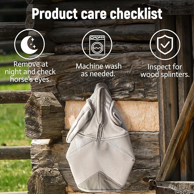 Horse Fly Mask, Adjustable Fly Masks for Horses with Ears, UV Protection from Insect Pests Comfort Mesh Without Nose Average Size Horses Accessories(Large)