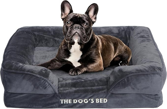 The Dog’s Bed, Orthopedic Standard Foam Waterproof Dog Bed with Standard Support, Medium Grey Plush, Waterproof, Supportive Dog Bed with Replaceable Covers, Veterinary Approved