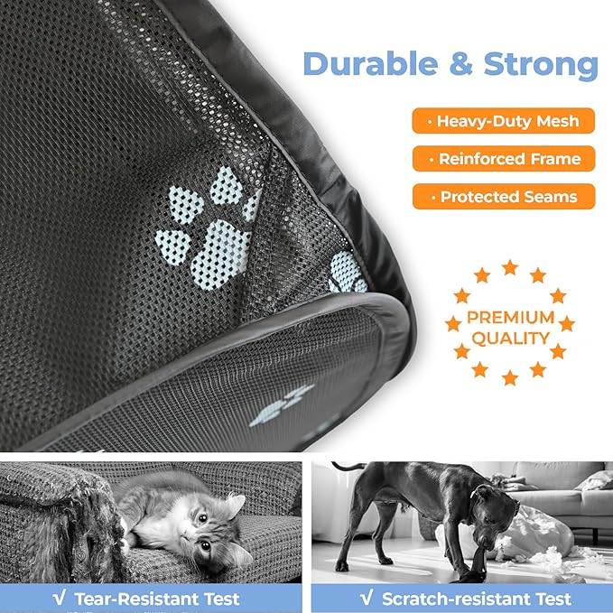 2-in-1 Cat Playpen, Pop Up Dog Pet Playpen for Indoor Outdoor Cats Enclosure, Portable Pet Playpen, Kitten Puppy Foldable Play Pen Cat Dog Tent Crate Cage Kennel(No Divider, Unified Space)