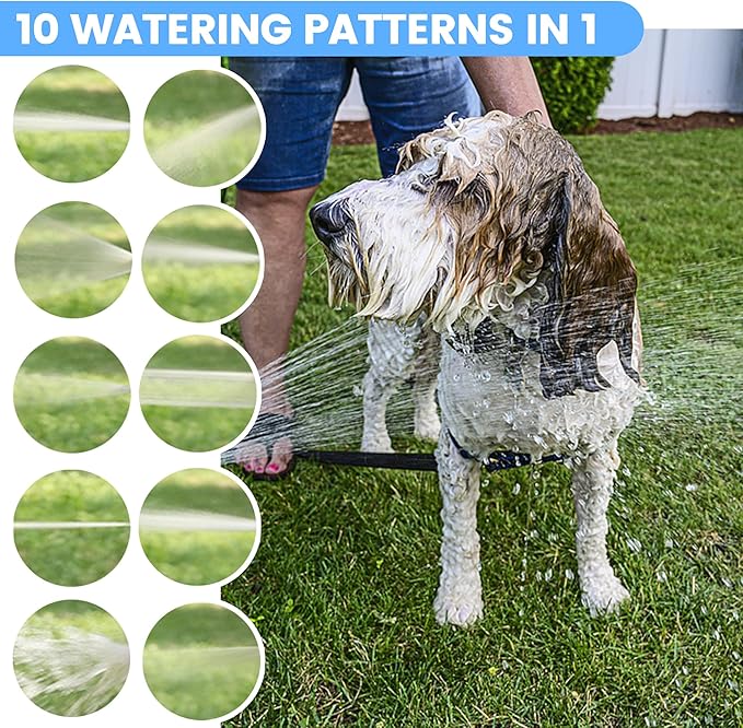 Dog Washing Hose Attachment, 10-in-1 Soap Sprayer Moden Garden Hose Nozzle with 100cc Soap Dispenser, Dog Wash Supplies with Dog Bath Brush & Pet Comb, Foam Gun Car Wash Sprayer (Blue)
