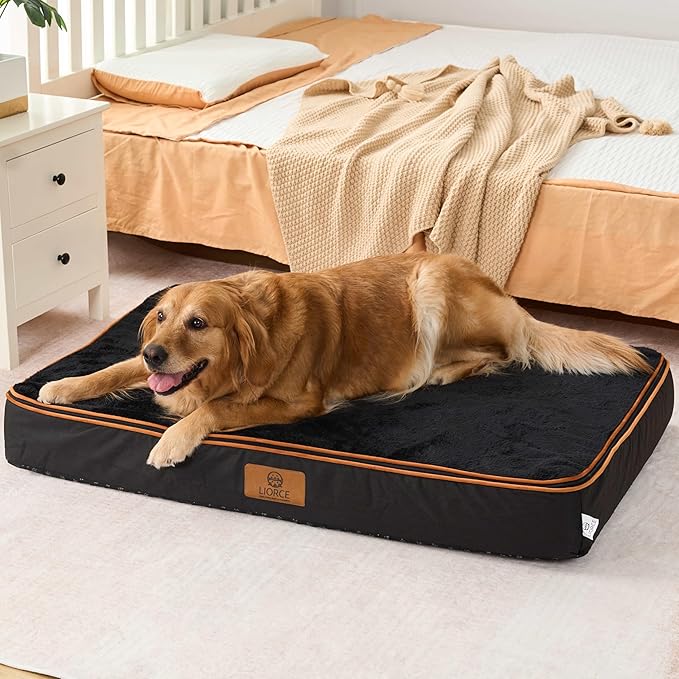 Orthopedic Memory Foam XXL Dog Bed - 6" Thick Beds for Extra Large Sized Dog - Waterproof Removable Washable Cover & Wrap-Around Zipper - Ultimate Comfort & Easy Maintenance, Black