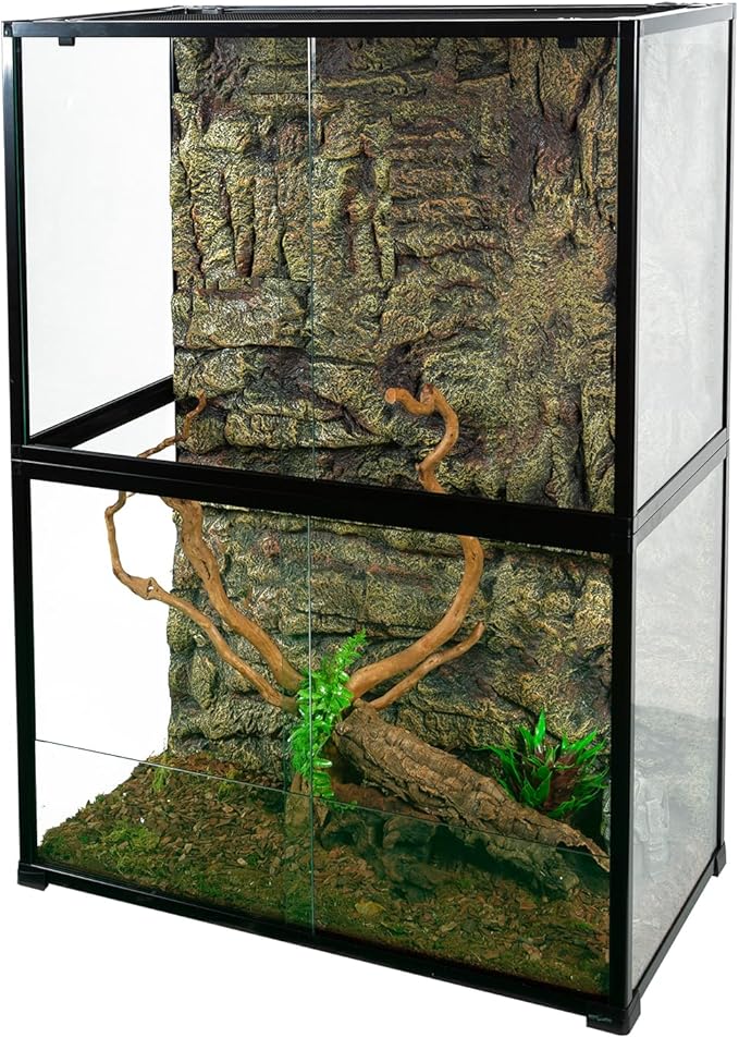 REPTIZOO 135 Gallon Glass Reptile Terrarium Tank, 36" x 18" x 48" Wide & Tall Reptile Terrarium, Chameleon Cage with Sliding Front Door Top Screen Ventilation, Easy Assembly