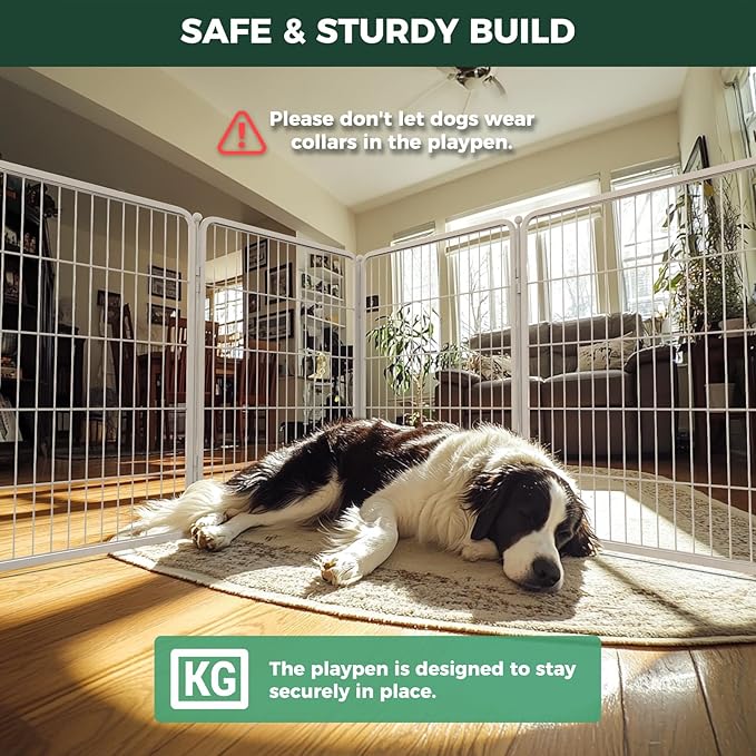 FXW Homeplus Unleashed Indoor Dog Playpen - Stress-Free and Safe Play, Heavy Duty 40 Inch 6 Wire Panels Dog Pen for Medium and Large Dogs, White│Patented