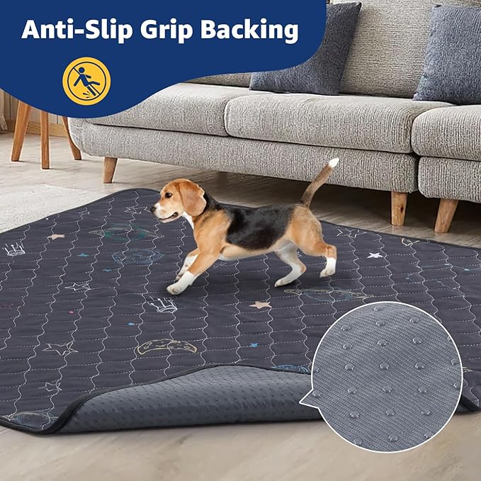 LOOBANI Washable Pee Pads for Dogs: 2 Pack Reusable Puppy Pads for Small Pet, Waterproof Whelping Pads, Non-Slip Potty Training Mat for Dog Playpen, Floor, Cage, Sofa, Crate, Grey, 18" x 24"