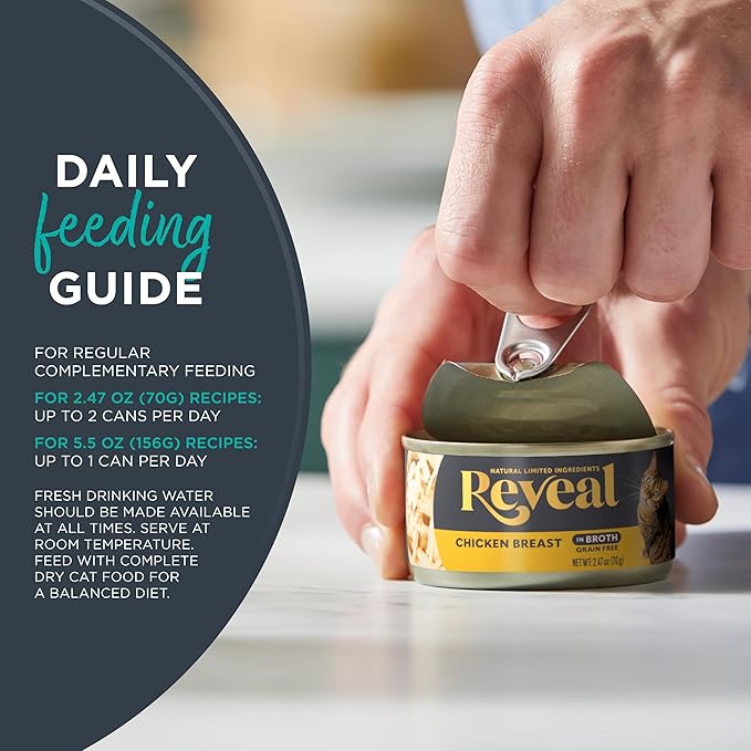 Reveal Natural Wet Cat Food, 24 Count, Grain Free, Limited Ingredient Canned Food for Cats, Ocean Fish in Gravy, 2.47 oz Cans