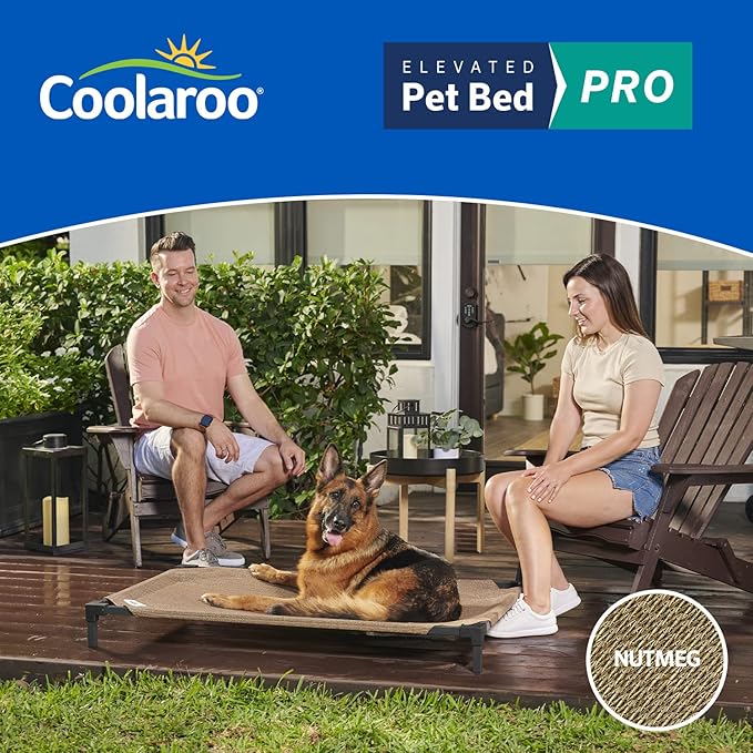 Coolaroo Pro Elevated Dog Bed - Low-Profile Access, Moisture-Resistant Cover, Breathable Fabric & Tool-Free Setup, Nutmeg, Standard