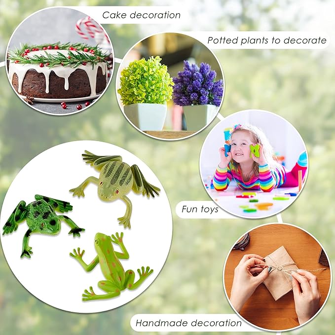 24 Pieces Plastic Frogs Toy Mini Vinyl Realistic Frog Decorations Fun Rain Forest Character Figures Lifelike Toy for Rana Crafting Party Supplies Home Decor Game