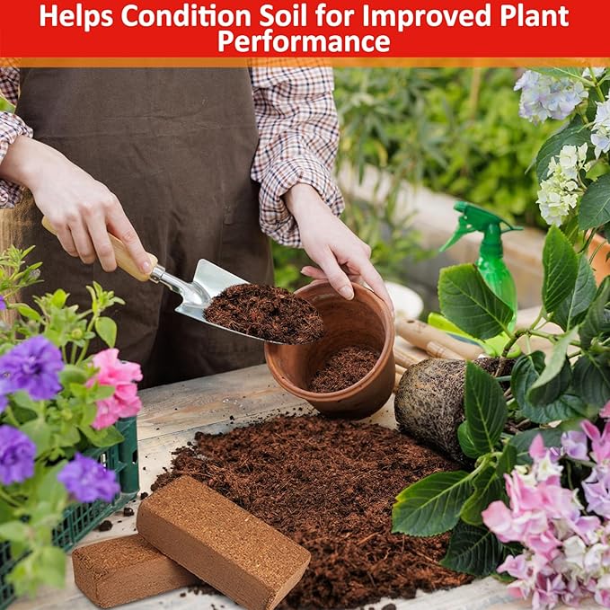 Legigo 8 Pack Coco Coir Bricks (11.2lb), 100% Organic Coconut Coir Fiber Potting Soil for Plants, Compressed Coco Peat Seed Starter, Coconut Husk Potting Mix for Indoor & Outdoor Plants, Gardening