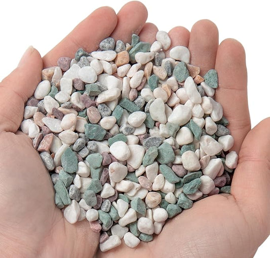 2lb Succulent and Cactus Gravel Pebbles 1/5-3/8 Inch Natural Decorative Polished Stones River Rocks for Plants, Vases, Aquariums, Terrarium and Outdoor Gardening, Mixed Color