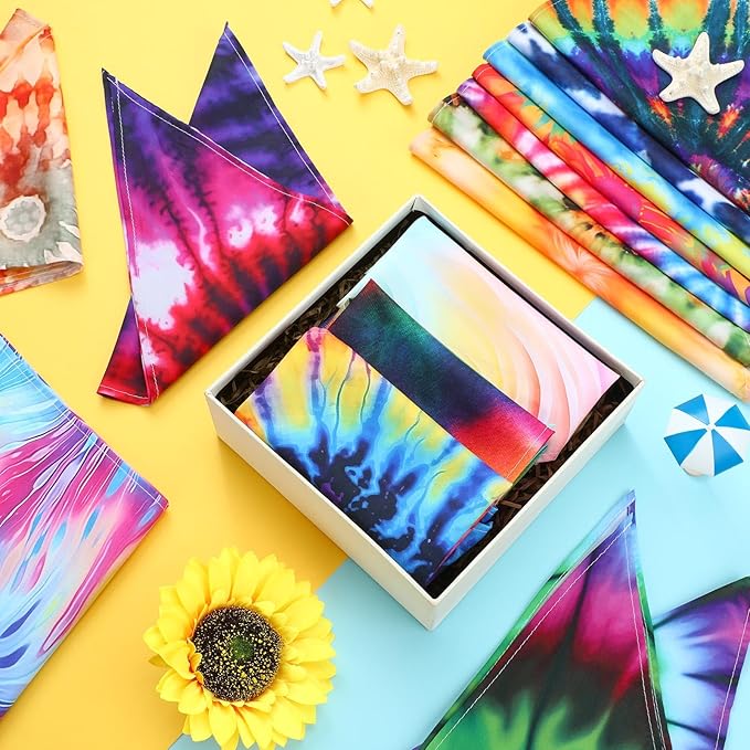 50 Pcs Tie Dye Dog Bandanas Bulk Pet Bibs Colorful Triangle Scarf Pet Bandanas for Medium Large Dogs Spring Summer Birthday Costume Decoration