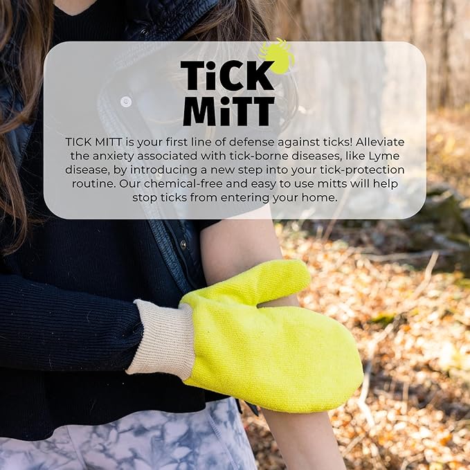 Yellow Tick Removal Glove for Humans & Pets - Safely Remove Ticks Effortlessly, Chemical-Free, Durable, Portable Tick Management Tool for Outdoor Adventures & Everyday Use