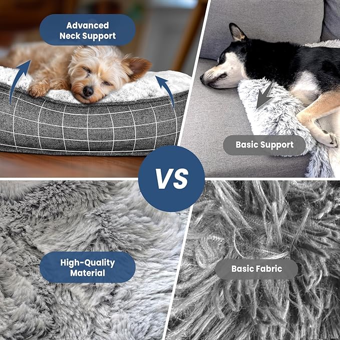 Calming Dog Bed for Couch, 35 x 31 inch Removable Couch Cover for Dogs/Cats Washable, Non-Slip Fluffy Plush Dog Sofa Mat for Furniture Protector - Grey