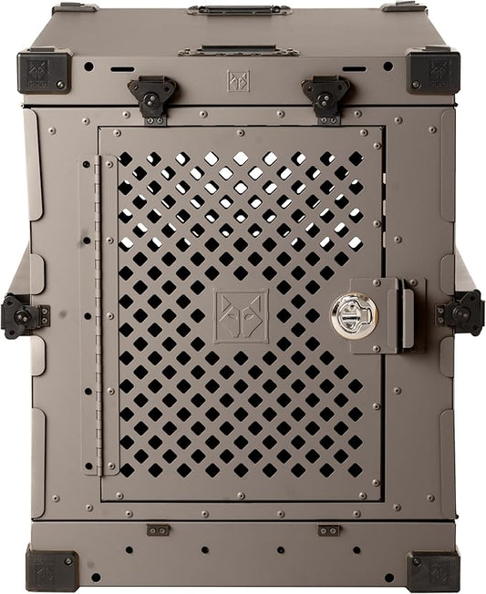 Impact Collapsible Dog Crate - Foldable Hard Crate for Extra Large Dogs - Heavy Duty Travel Kennel with Powder-Coated Aluminum - Quick Setup for Indoor & Outdoor (Gray, 40"+ (40.5" L x 27.5”W x 34" H)