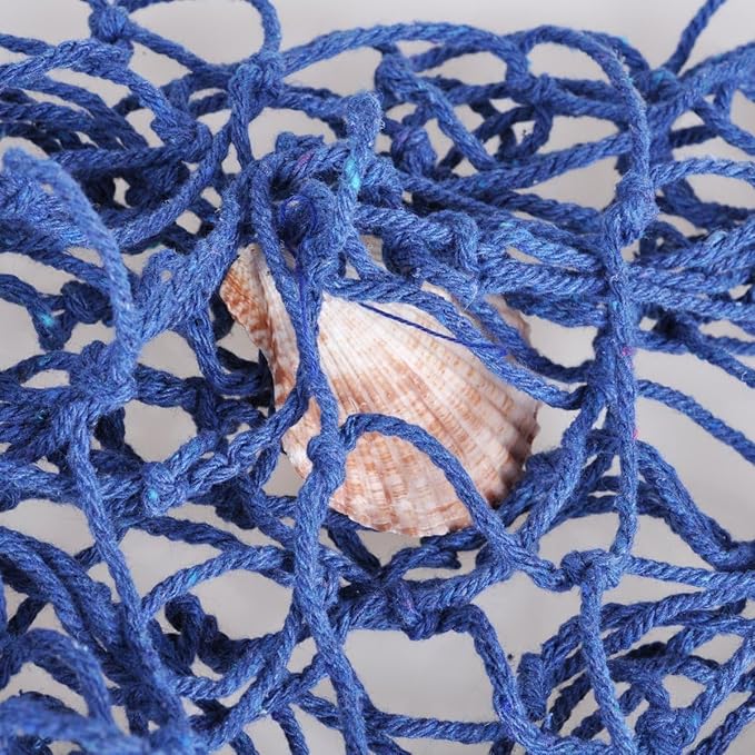 Rosoz Nautical Decorative Fishing Net, Sea Theme Fish Net Decor for Party/Wall Decoration Background,Blue,79inch x 59inch