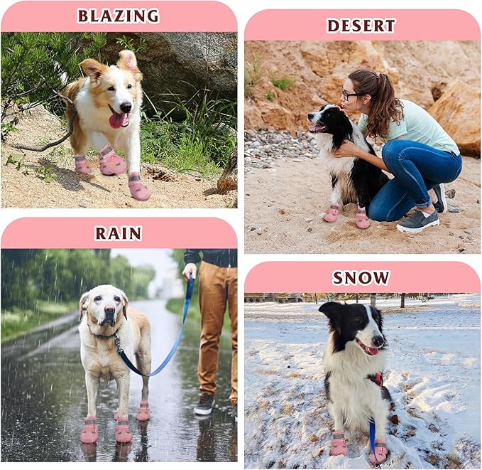 Dog Shoes for Large Medium Small Dog, Mesh Breathable Dog Shoes for Hot Pavement, Anti-Slip Dogs Boots Paw Protectors with Reflective for Outdoor Walking Indoor Hardfloors (Size 5)