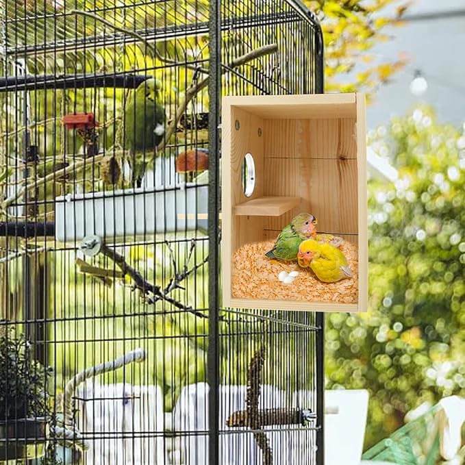Bird Nest Box Parakeet Breeding Nest Box Bird Nest House Wooden Acrylic Transparent Breeding Box for Finch Lovebirds Cockatiel Budgie Conure Parrot