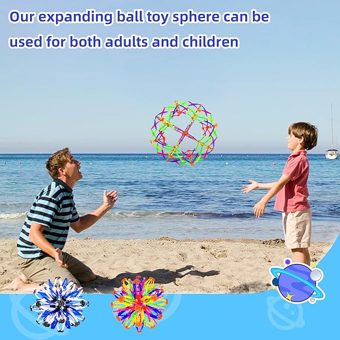 2Pcs Colorful Sphere Expandable Breathing Balls Fidget Toy-Great Anxiety Stress Reliever,Collapsible Expanding Magic Ball Toys for Kids & Adults Mindfulness Meditation Practices , Yoga -ADHD