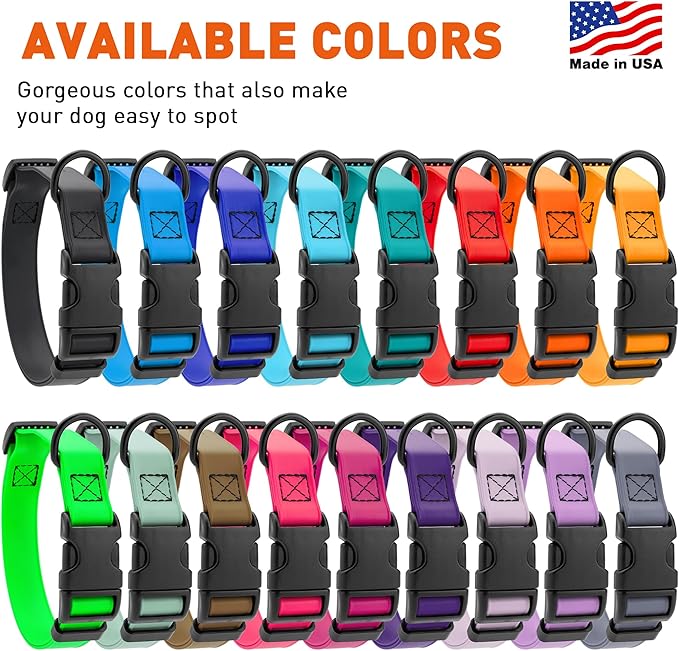 Dogline Biothane Waterproof Dog Collar with Quick Release Buckle Strong Coated Nylon Webbing with Odor- Proof for Easy Care Easy to Clean Fits Small Medium or Large Dogs, Dogline Blue 3/4" W 12-19" L