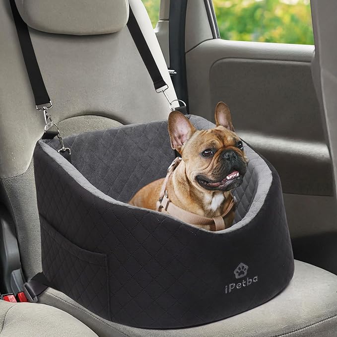 Dog Car Seats for Small Dogs Safety Stable Pet Bed for Car with Seatbelt Up to 30lbs Anti-Collapse for Travel