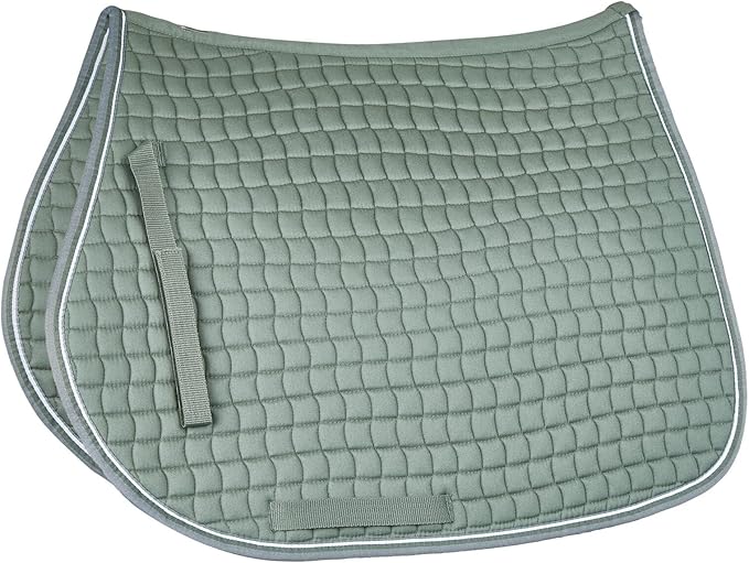 HORZE Adepto Padded All Purpose Quilted Equestrian Saddle Pad for Horses with Two-Tone Trim