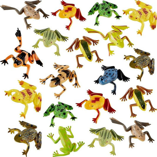 24 Pieces Plastic Frogs Toy Mini Vinyl Realistic Frog Decorations Fun Rain Forest Character Figures Lifelike Toy for Rana Crafting Party Supplies Home Decor Game