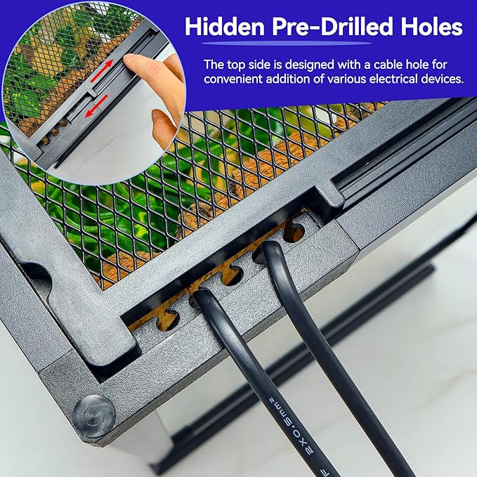 360° Clear View 35 Gallon 24x18x18 Glass Reptile Terrarium Suitable for Bearded Dragon, Chameleon, Crested Gecko, Multi-Pet Enclosure with Front Door, Excellent Ventilation, Hidden Wiring Holes