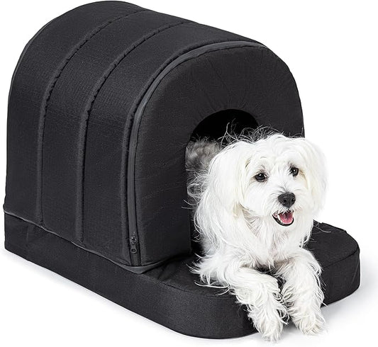Orthopedic Dog House - Outdoor Waterproof Dog Shelter w/Porch - Indoor Pet House w/Egg-Crate Foam - Cooling - Machine Washable - Ideal for Small Breeds & Fits 24-Inch Crate - 23"x16"
