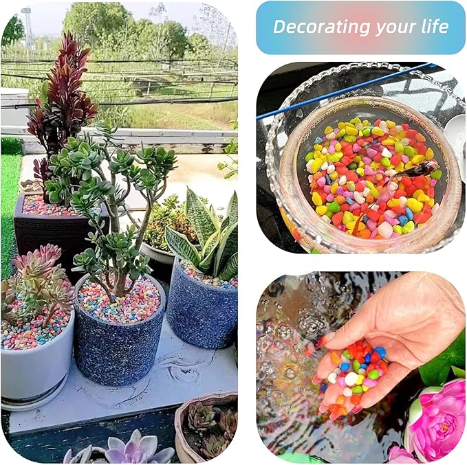 Mixed Color Pebbles for Crafts, 0.9 Pound Natural Polished Aquarium Gravel, Decorative Pebbles for Indoor Plants, Turtle Tank, Vase, Succulents Cactus, Garden Landscaping