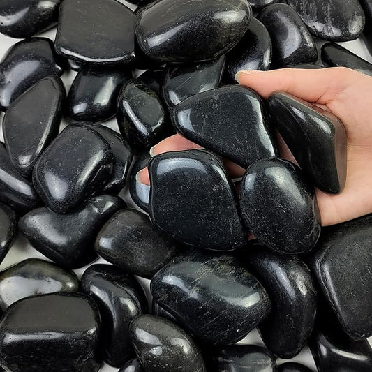 10 lbs Black Pebbles - 2-3 inch Decorative River Stones for Plants, Aquarium, Fish Tank, Outdoor Garden Landscaping