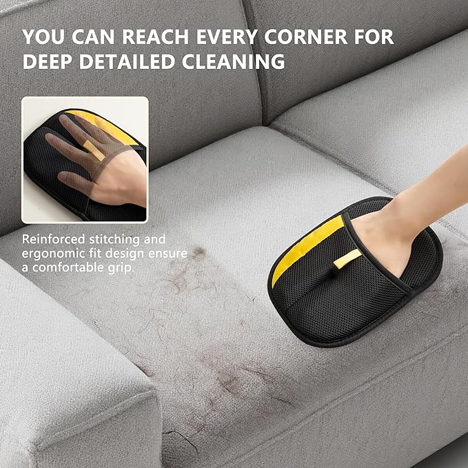 Hasina Upgrade Pet Hair Removal Glove - Reusable Grooming Glove for Dogs & Cats, Electrostatic Mitt for Pet Hair Removal, Remover Mitt for Furniture, Car Seats, Carpet & Clothing (Yellow-18)