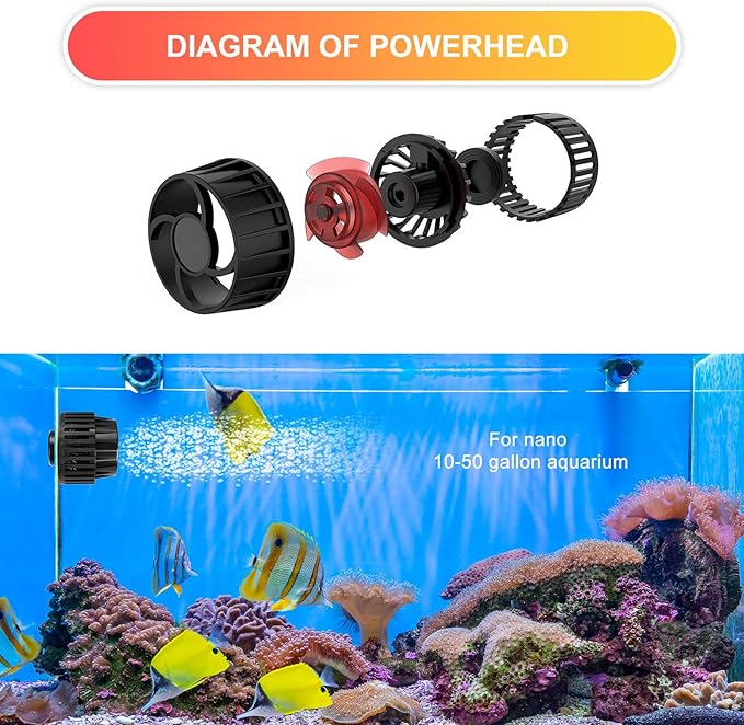1050GPH Aquarium Wave Maker with Controller Mini DC12V 6W Powerhead with Magnetic Mounting, Nano Wavemaker for 10 to 50 Gallon thickness up to 8mm(1/4") Tank,