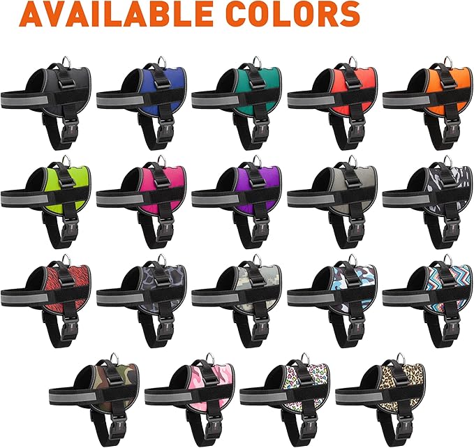 Dogline Dog Harness, Reflective No-Pull Adjustable Vest with Handle for Walking, Training, Breathable, No - Choke Harness for Small, Medium or Large Dogs Room for Patches Zebra Black/Red XS 15"-18"