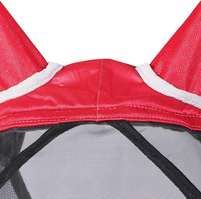 Harrison Howard CareMaster Pro Luminous Horse Fly Mask Large Eye Space Standard with Ears UV Protection for Horse Red M Cob