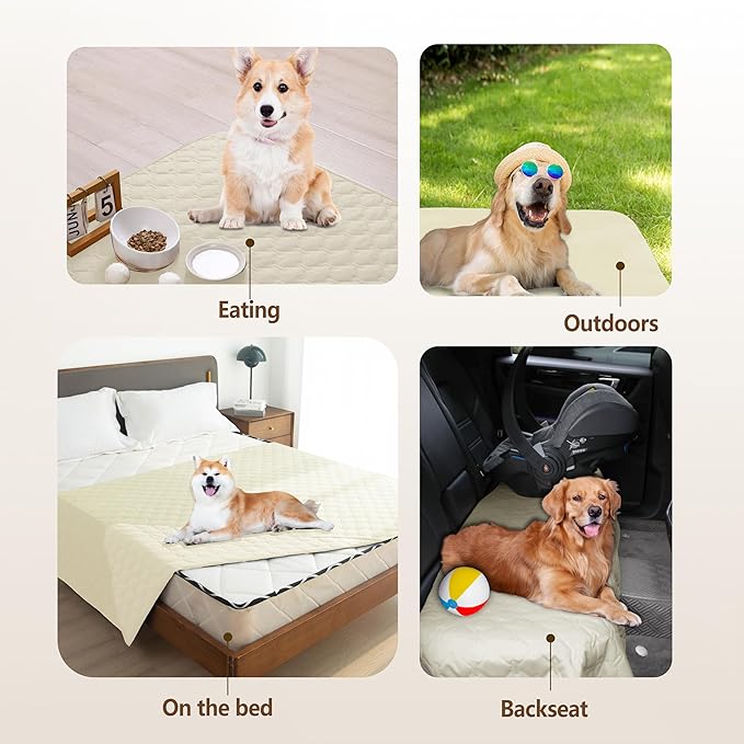 gogobunny 100% Double-Sided Waterproof Dog Bed Cover Pet Blanket Sofa Couch Furniture Protector for Puppy Large Dog Cat, Reversible (40x50 Inch (Pack of 1), Dark Cream/Light Cream)