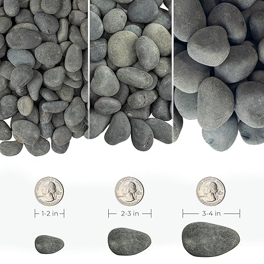 40lbs Black River Rocks, 1-2 Inch Natural Unpolished Bulk Pebbles, Hand-Picked Premium Stones for Landscaping and Garden Design, Fish Tank, Flower Pots, Pathways and Backyard