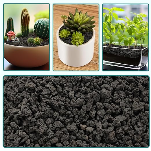 2.5lbs Small Lava Rocks for Plants Drainage, 1/5 Inch Black Gravel Mulch for House Plants, Succulent Rocks Pebbles for Planters,Cactus, Bonsai Tree, Pure Volcanic Rocks, Top-Dressing