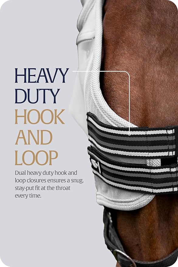 Equinavia Algard Soft Mesh Horse Fly Mask with Ear Protection and 45 UPF Rating | No Eye Irritation & UV Protection - Silver - Cob