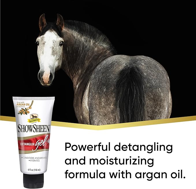 Absorbine ShowSheen Detangler Gel for Coat, Mane & Tail, Moroccan Argan Oil, Tackles Toughest Knots on Horses, Dogs & Livestock, 4oz