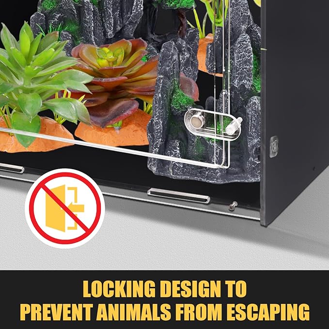 12x12x18 Reptile Enclosure – Acrylic Reptile Tank for Gecko, Snake, and Lizard – Compact PVC Terrarium for Small Pets