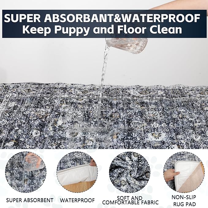 Washable Thickened Pee Pads for Dogs, 2 Pack (36"x42") Upgrade Reusable Puppy Pads with Non-Slip Rug, Super Absorbent Leakproof Puppy Training & Whelping Pads for Dogs, Doggie