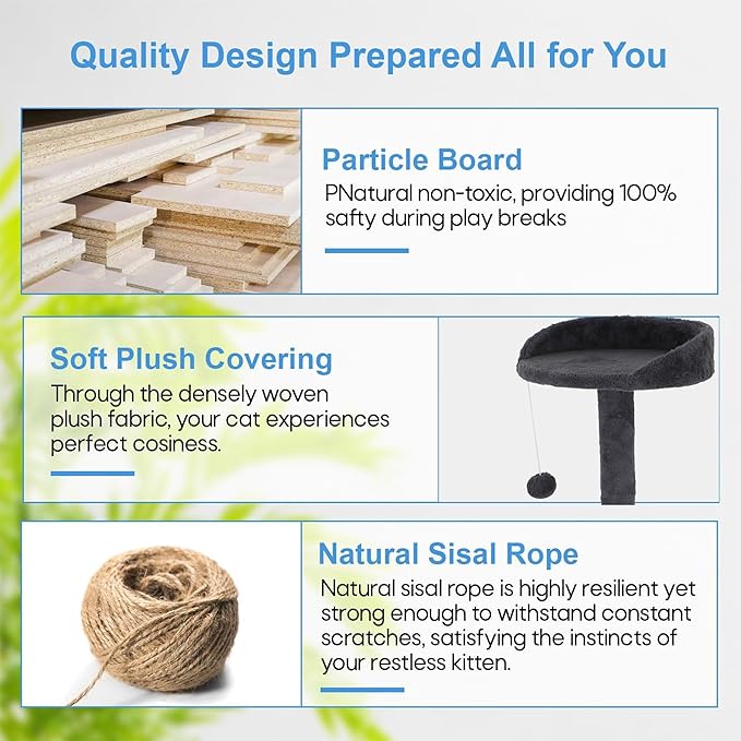 FDW Cat Tree Tower 81in Multi-Level Durable Cat Scratching Post & Cozy Fun Jumping Platform Space Saving Condo Pet Play House for Indoor Cats,Dark Gray