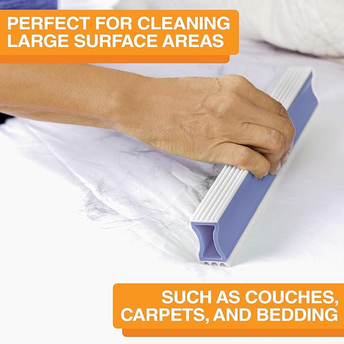 FurDozer X3 MEGA Pet Hair Remover & Auto Detailing Tool - Cat & Dog Hair Remover for Carpet, Car Interior, Couch, Bedding, & Furniture - Reusable Pet Hair Removal Tool for Dog Fur & Lint, 10", Purple