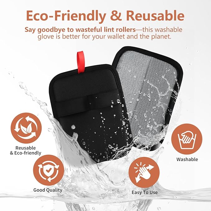 Pet Hair Removal Glove – Upgraded Electrostatic Pet Hair Remover Gloves for Cats & Dogs (Black, L)