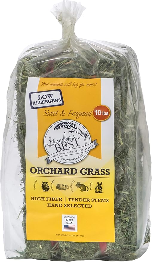Grandpa's Best Orchard Grass Bale for Rabbits, Guinea Pigs, Chinchillas, Hamsters & Gerbils, 10 Lbs (Packaging may vary)