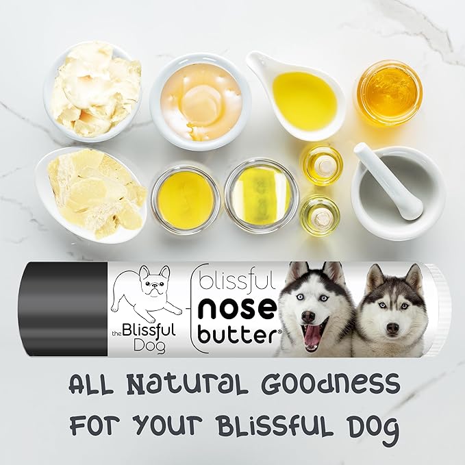 The Blissful Dog Husky Nose Butter for Dry, Cracked Skin, Lick-Safe Dog Nose Balm with Moisturizing Shea Butter, Almond, Olive, and Essential Oils, Pet Supplies, Uncented, 0.15 oz.