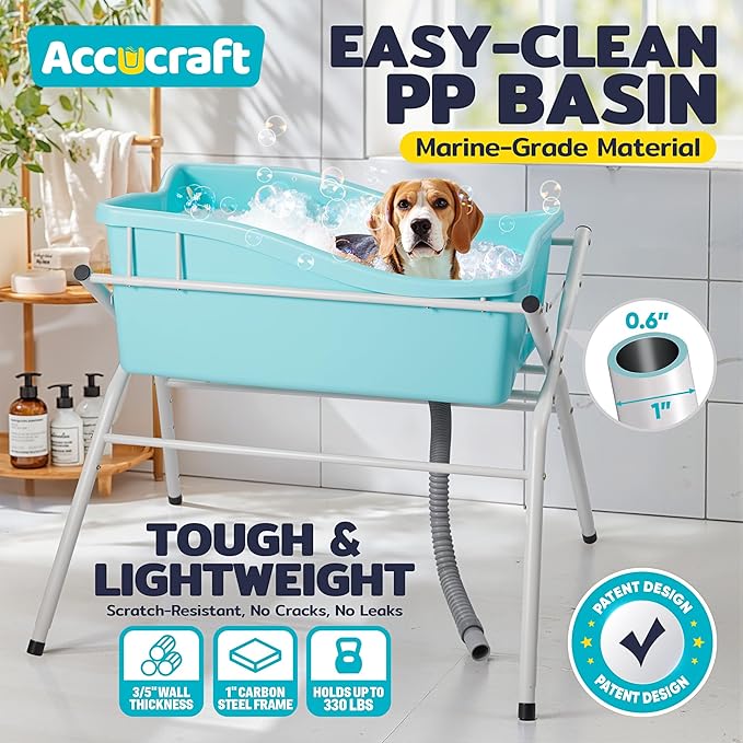 Dog Bath Tub, Portable Dog Washing Bathing Station, 3 Levels Elevated Foldable Dog Bath for Shower and Grooming, Collapsible Shower Bathtub Pet Tub for Small and Medium Size Dogs