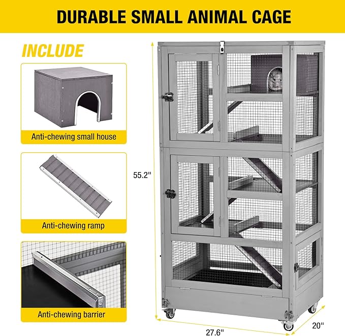 Aivituvin Ferret Cage Chinchilla Cage for Rat,Lizard,Squirrel, Chameleon,Gerbils and Other Small Animals