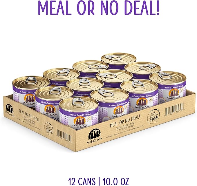 Weruva Wet Cat Food, Meal or No Deal with Chicken and Beef Pate, 10oz Can, Pack of 12