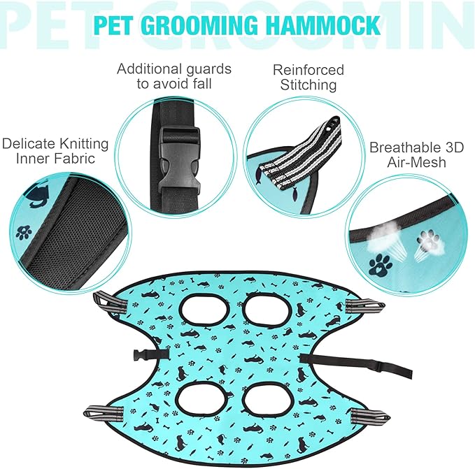 Dog Grooming Hammock - Pet Harness for Grooming Nail Trimming (XXL 120lb), Dog Sling for Nail Clipping, Dog Hanging Holder for Cutting Nail with Nail Clippers