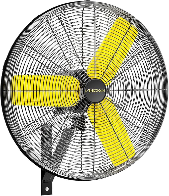24 Inch Industrial Wall Fan Oscillating, 7800 CFM Commercial Metal Wall Mount Fans with Poweful Motor, 3 Speed, Heavy Duty Indoor for Warehouse, Workshops, and Garage, UL Listed